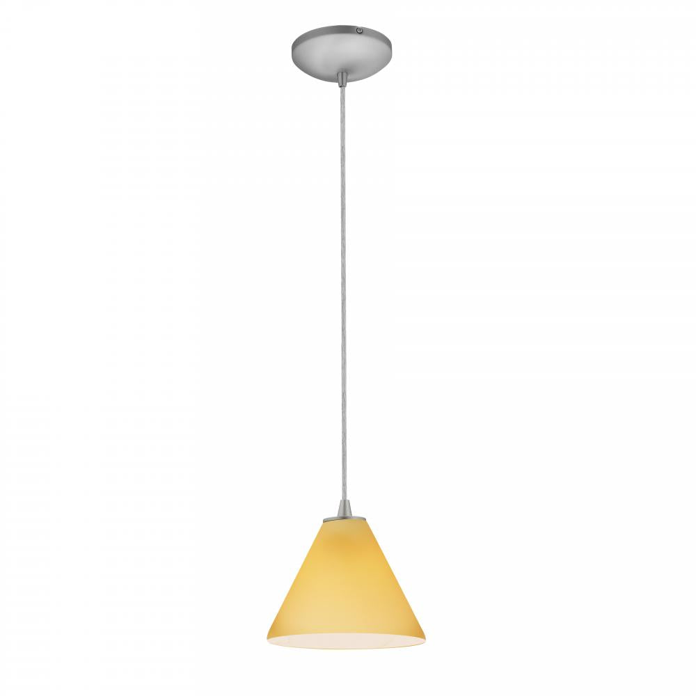 Brushed Steel / Amber Sydney 1 Light Mini Pendant by Access