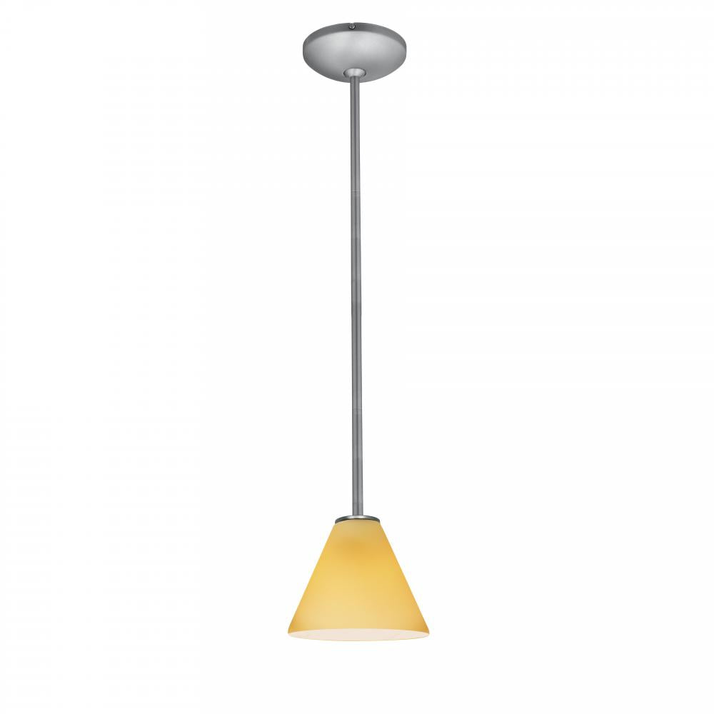 Brushed Steel / Amber Janine 1 Light Mini Pendant by Access