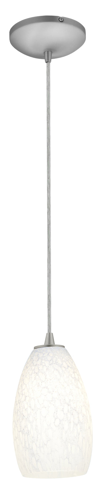 One Light Brushed SteelÊ WhitestÊ Glass Down Pendant by Access