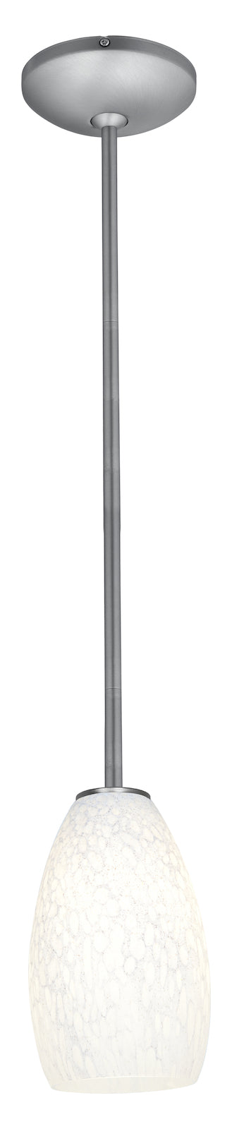 One Light Brushed SteelÊ WhitestÊ Glass Down Pendant by Access