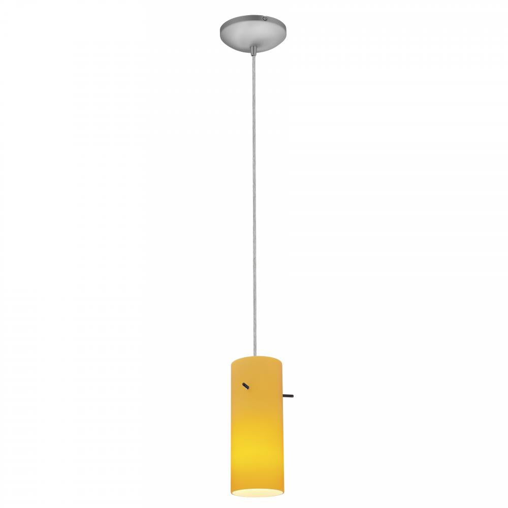 Brushed Steel / Amber Sydney 1 Light Mini Pendant by Access