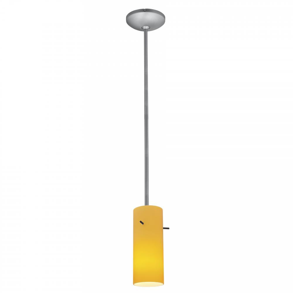 Brushed Steel / Amber Janine 1 Light Mini Pendant by Access
