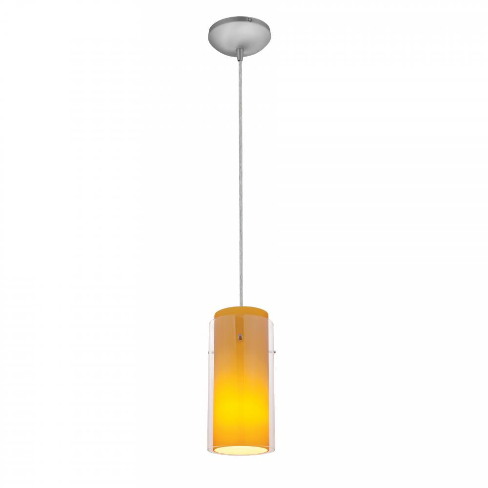 Brushed Steel / Amber Sydney 1 Light Mini Pendant by Access