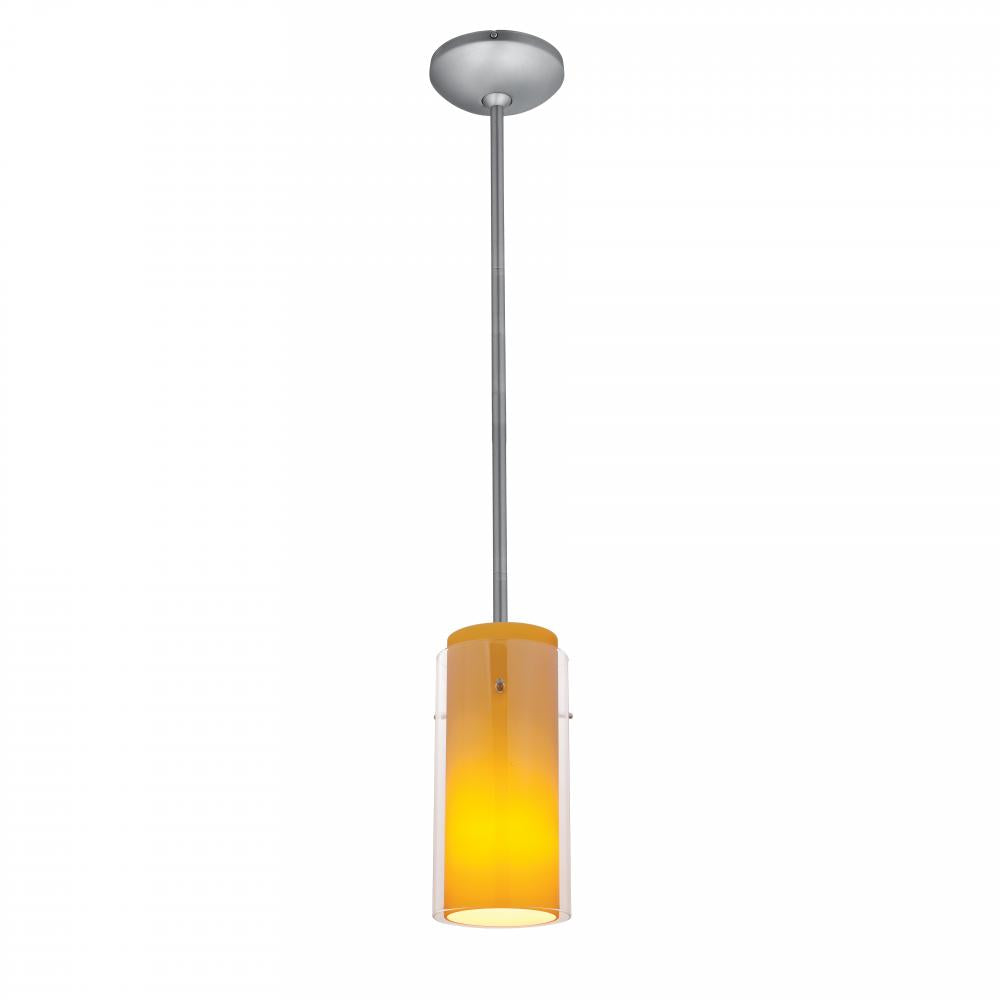 Brushed Steel / Amber Janine 1 Light Mini Pendant by Access