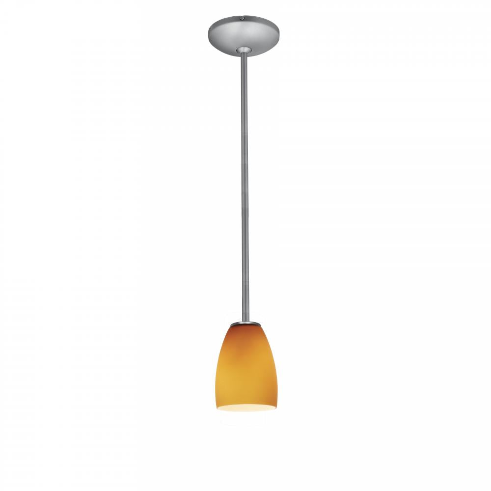 Brushed Steel / Amber Janine 1 Light Mini Pendant by Access