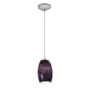 Brushed Steel / Plum Swirl Sydney 1 Light Mini Pendant by Access