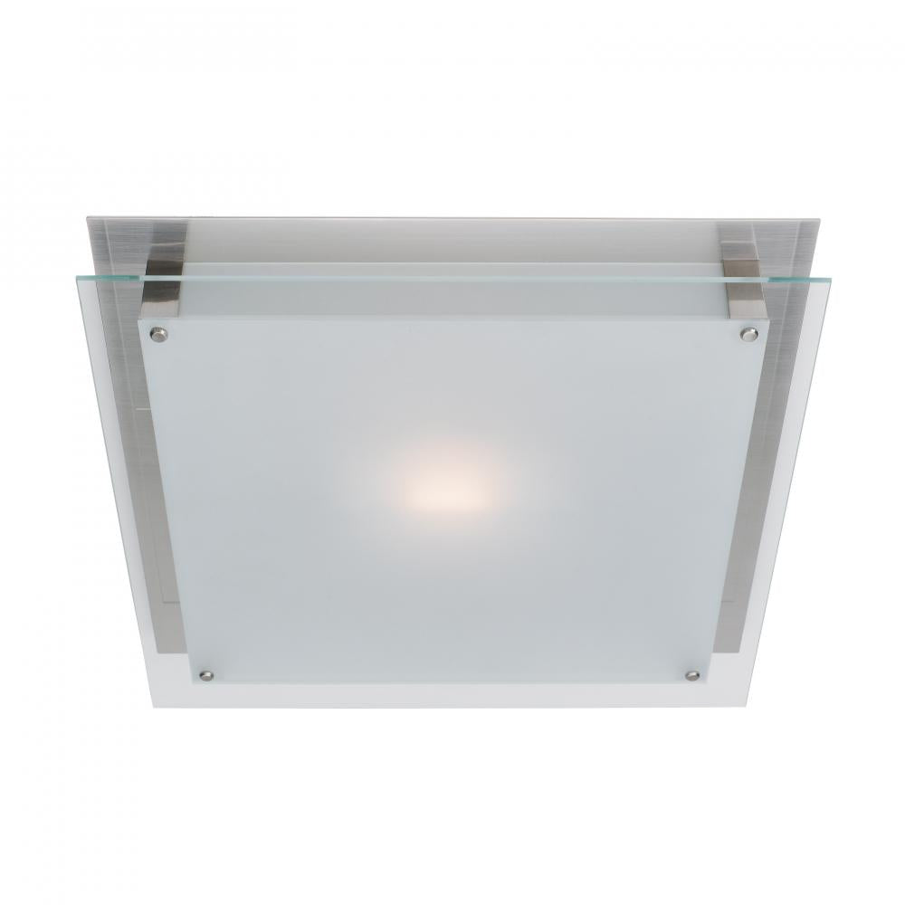 Brushed Steel / Frosted  2 Light Flush Mount Ceiling Fixture by Access