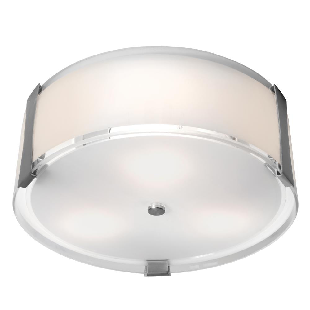 Brushed Steel / Opal  3 Light Flush Mount Ceiling Fixture by Access