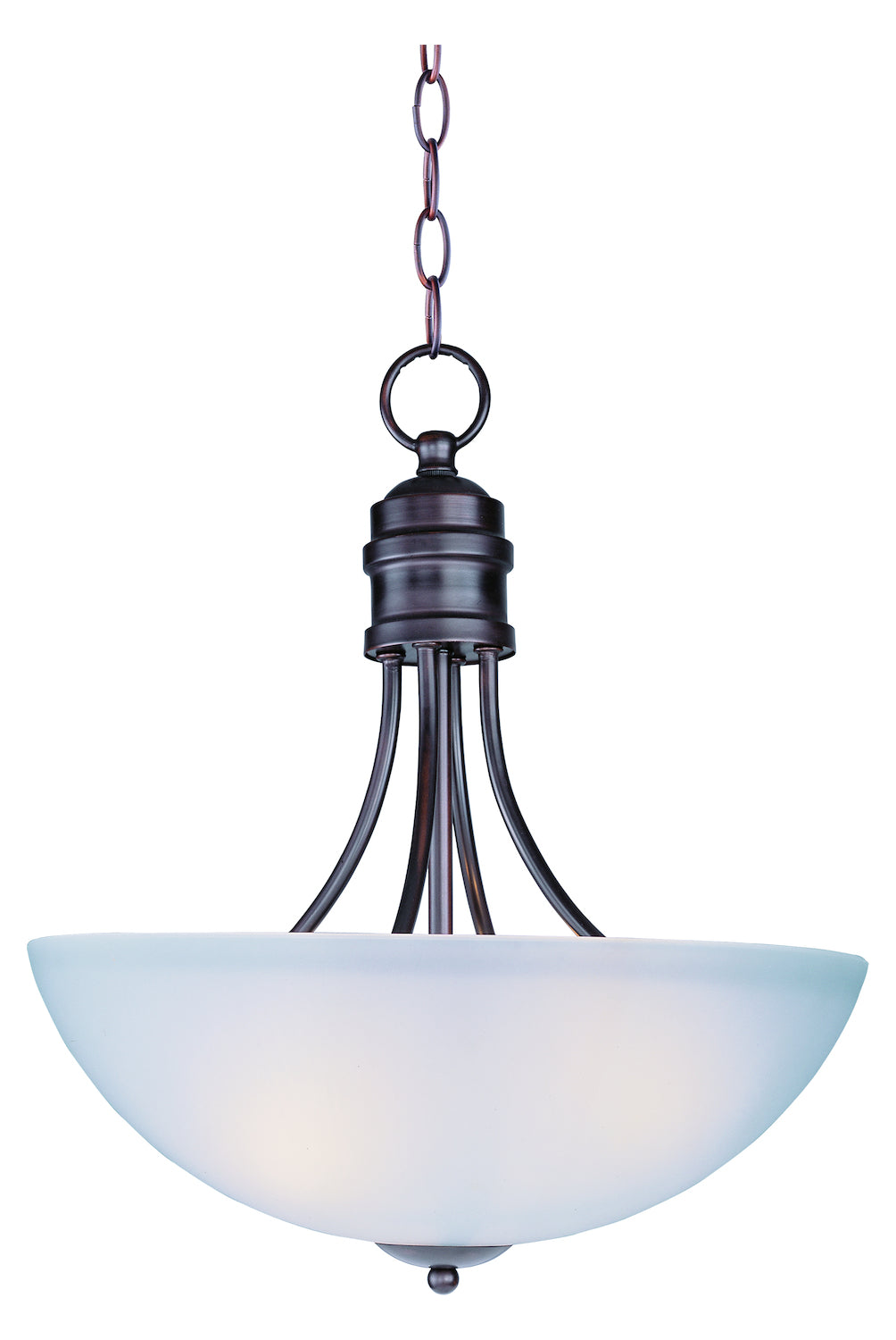 Three Light Oil Rubbed Bronze Frosted Glass Up Pendant by Maxim
