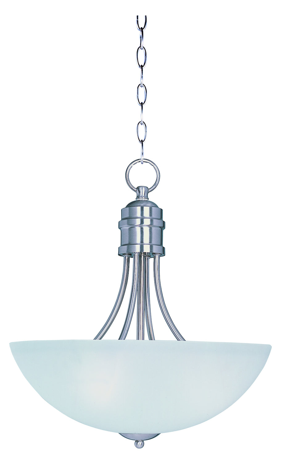 Three Light Satin Nickel Frosted Glass Up Pendant by Maxim