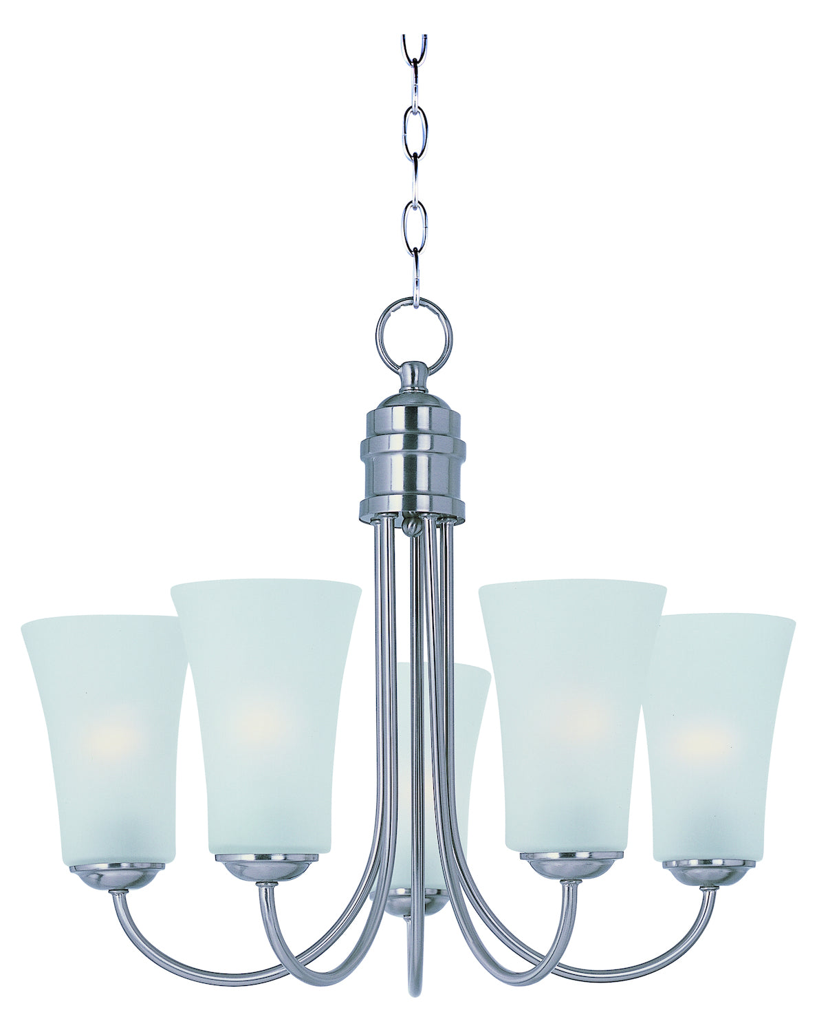 Satin Nickel Frosted Glass Up Chandelier by Maxim