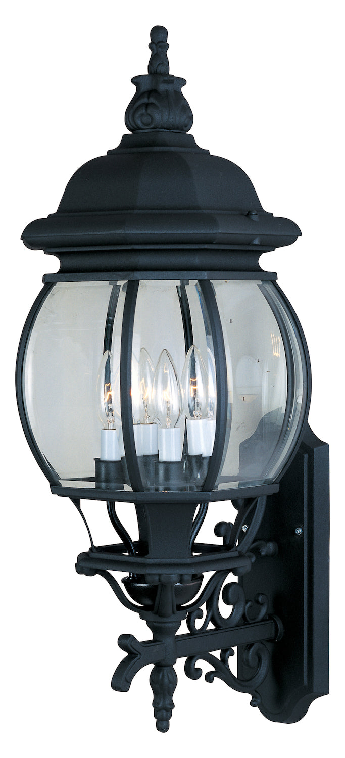 Four Light Black Clear Glass Wall Lantern by Maxim