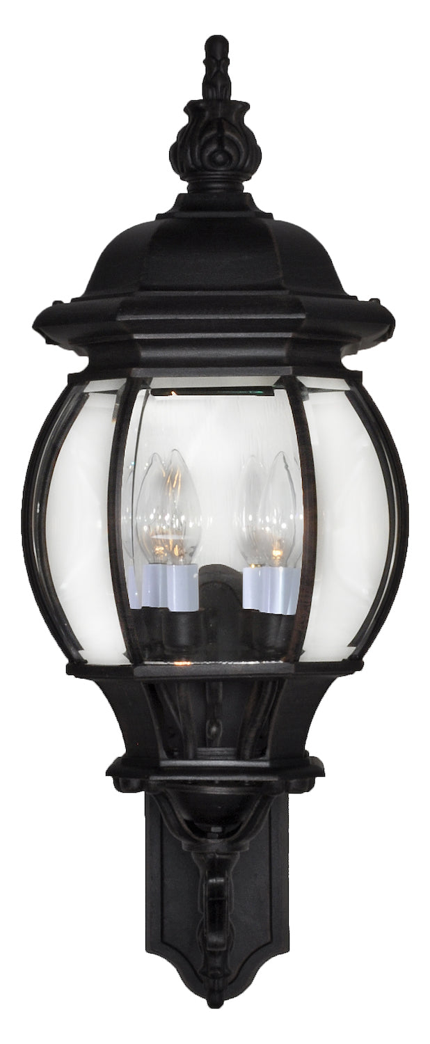 Four Light Black Clear Glass Wall Lantern