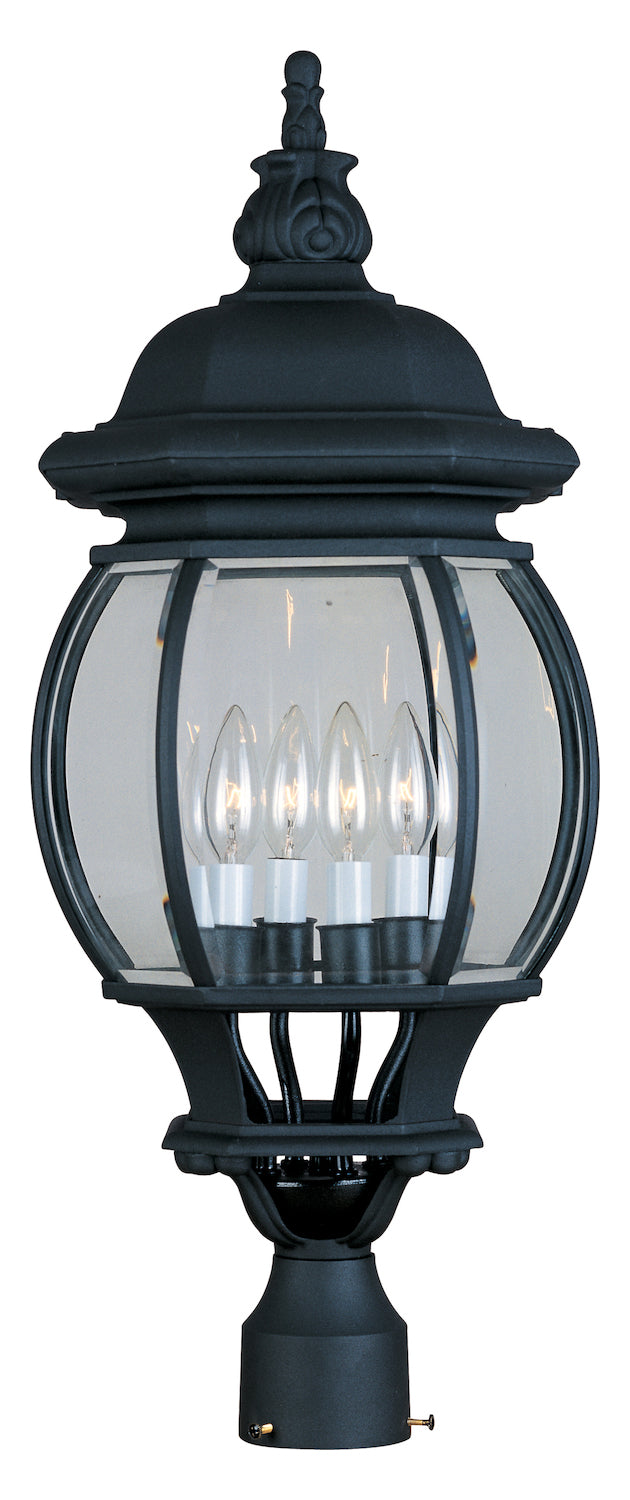Four Light Black Clear Glass Post Light by Maxim