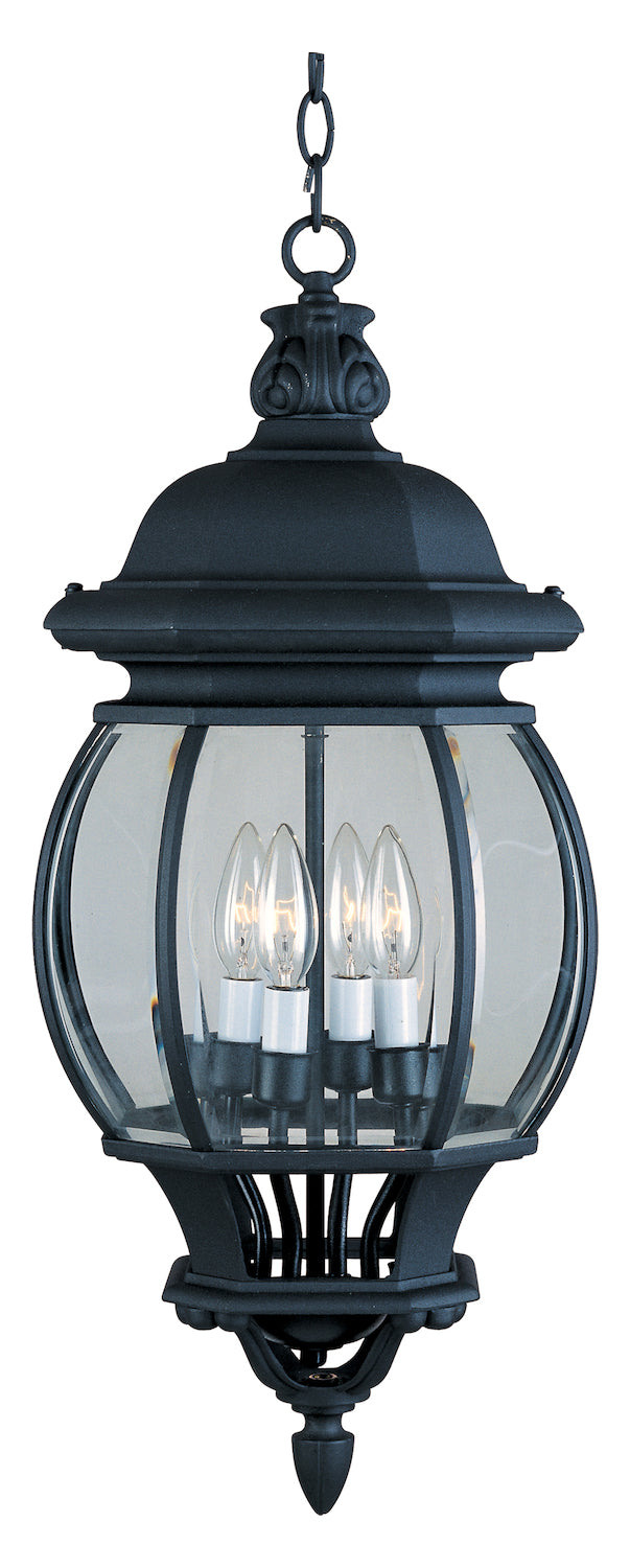 Four Light Black Clear Glass Hanging Lantern by Maxim