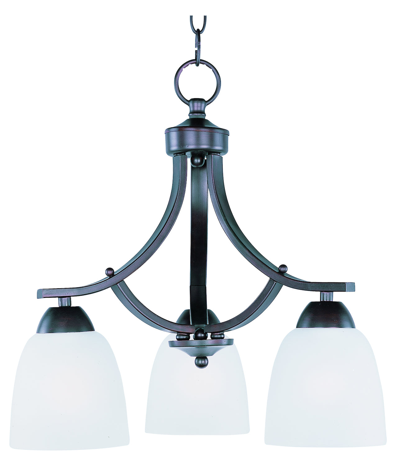Three Light Oil Rubbed Bronze Frosted Glass Down Chandelier by Maxim