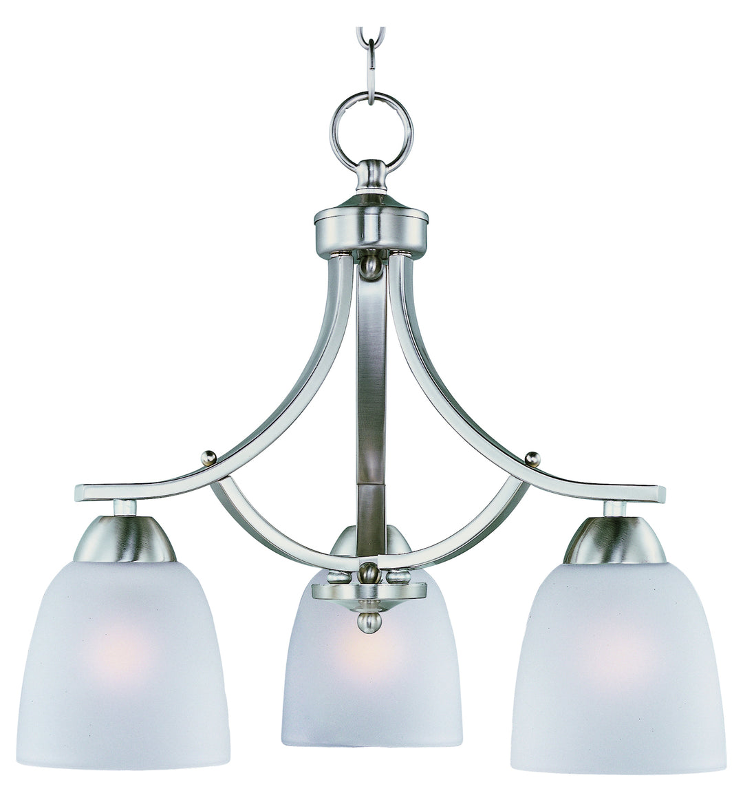 Three Light Satin Nickel Frosted Glass Down Chandelier by Maxim