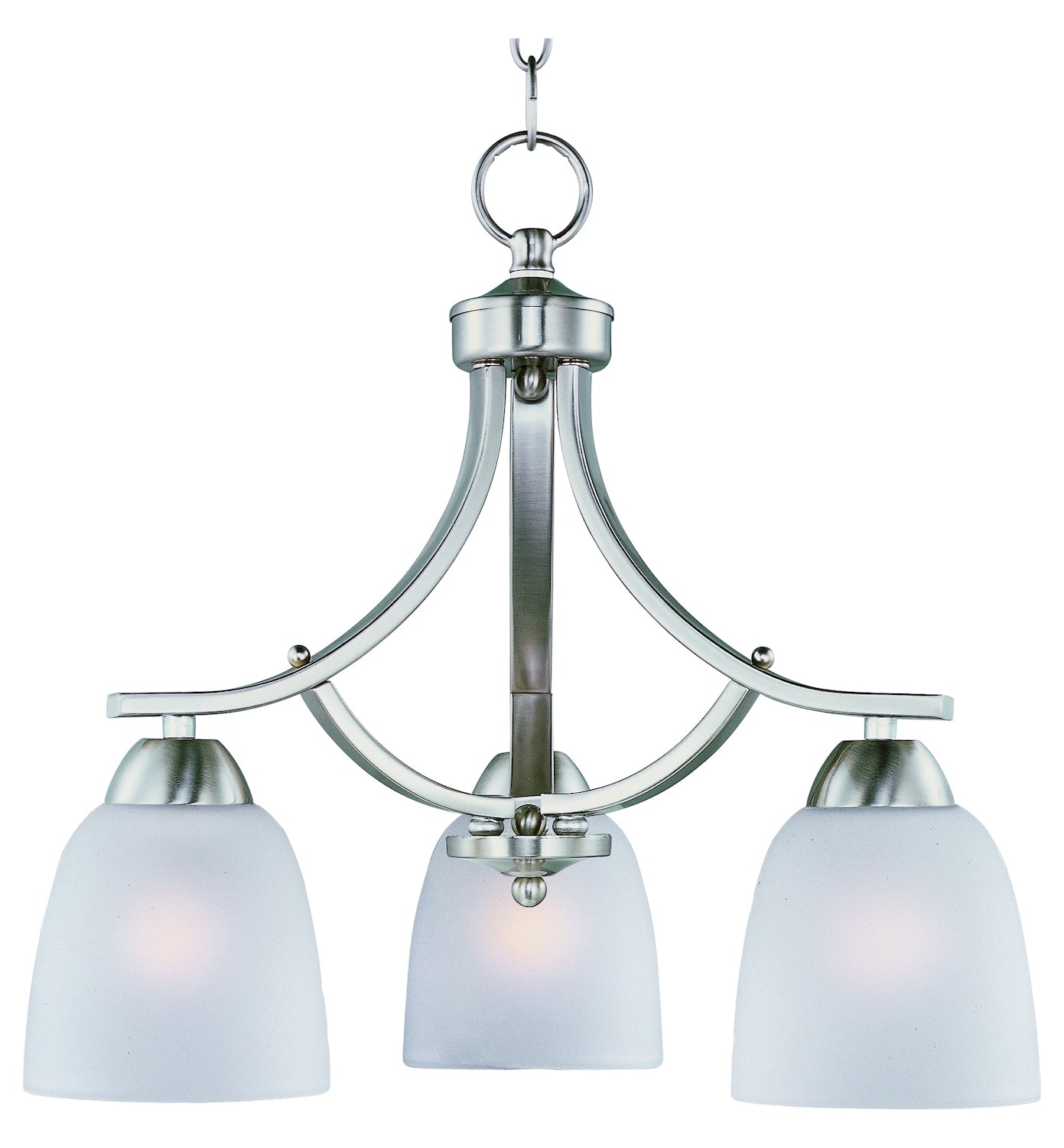 Three Light Satin Nickel Frosted Glass Down Chandelier by Maxim
