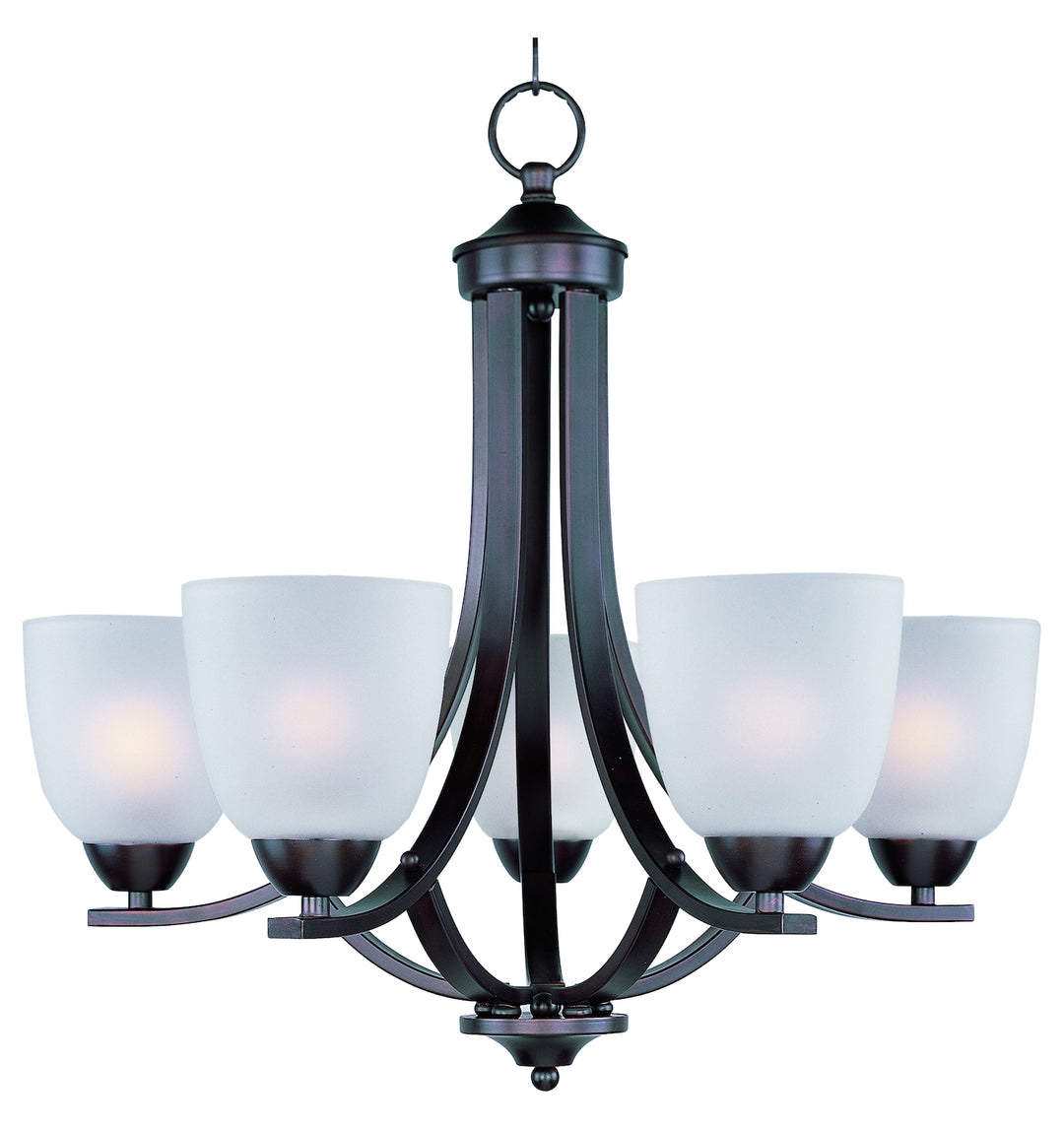 Five Light Oil Rubbed Bronze Frosted Glass Up Chandelier by Maxim