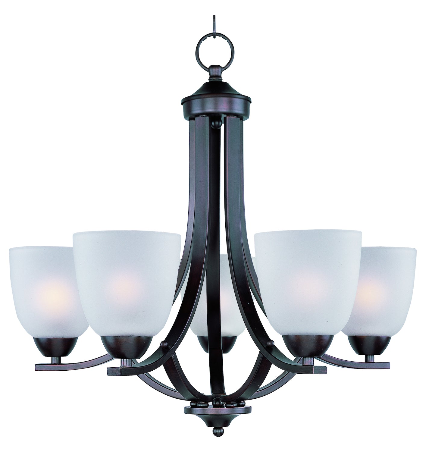 Five Light Oil Rubbed Bronze Frosted Glass Up Chandelier by Maxim