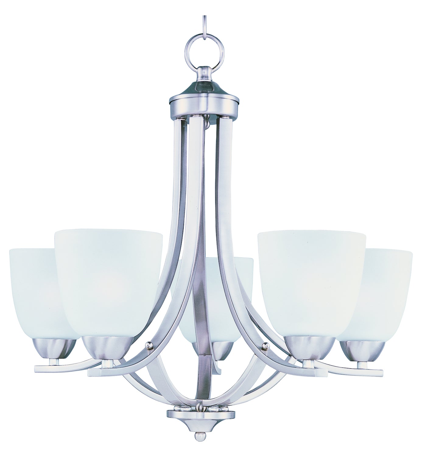 Five Light Satin Nickel Frosted Glass Up Chandelier by Maxim