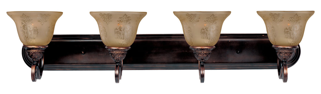 Four Light Oil Rubbed Bronze Screen Amber Glass Vanity by Maxim