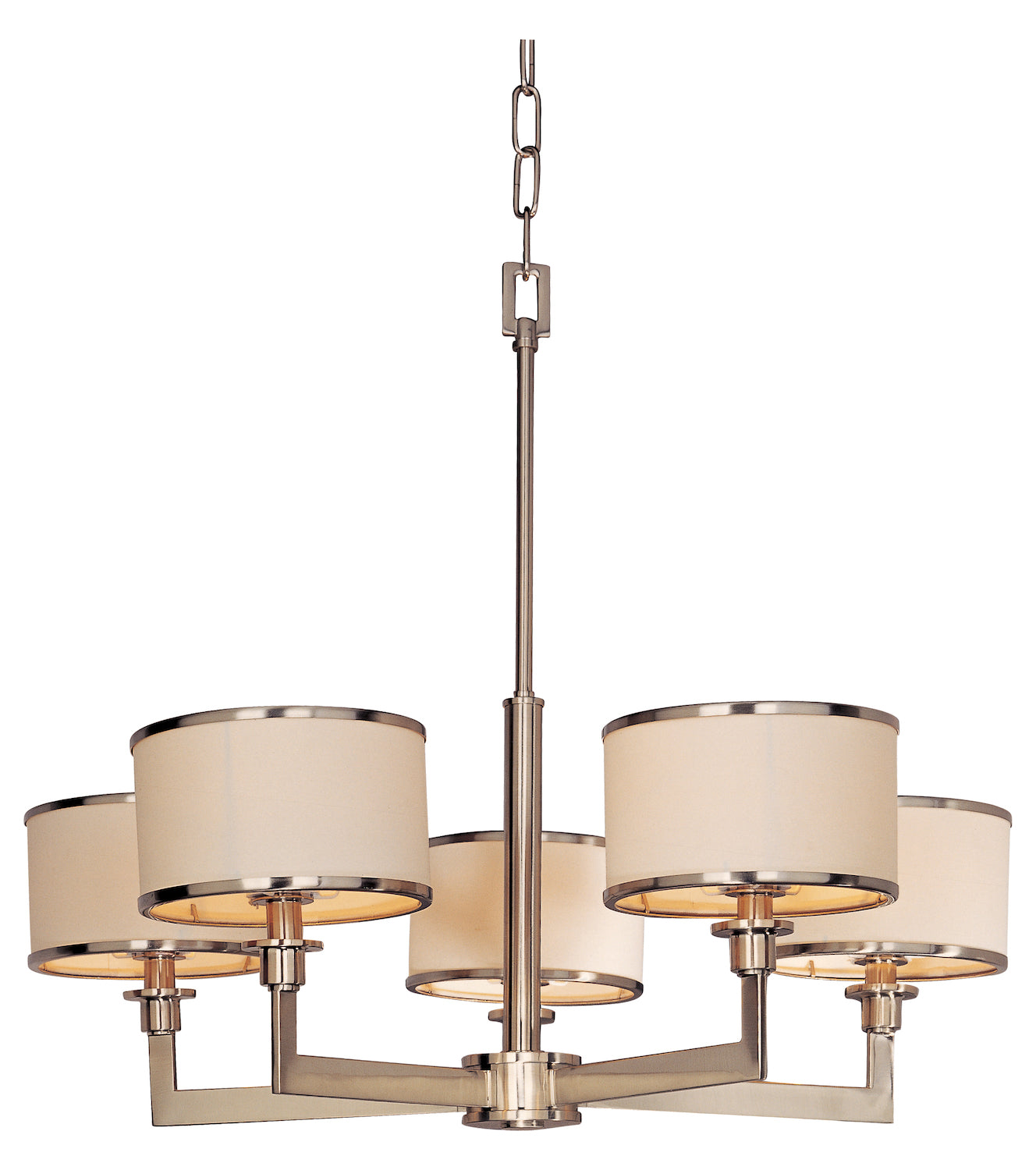 Five Light Satin Nickel Drum Shade Chandelier by Maxim