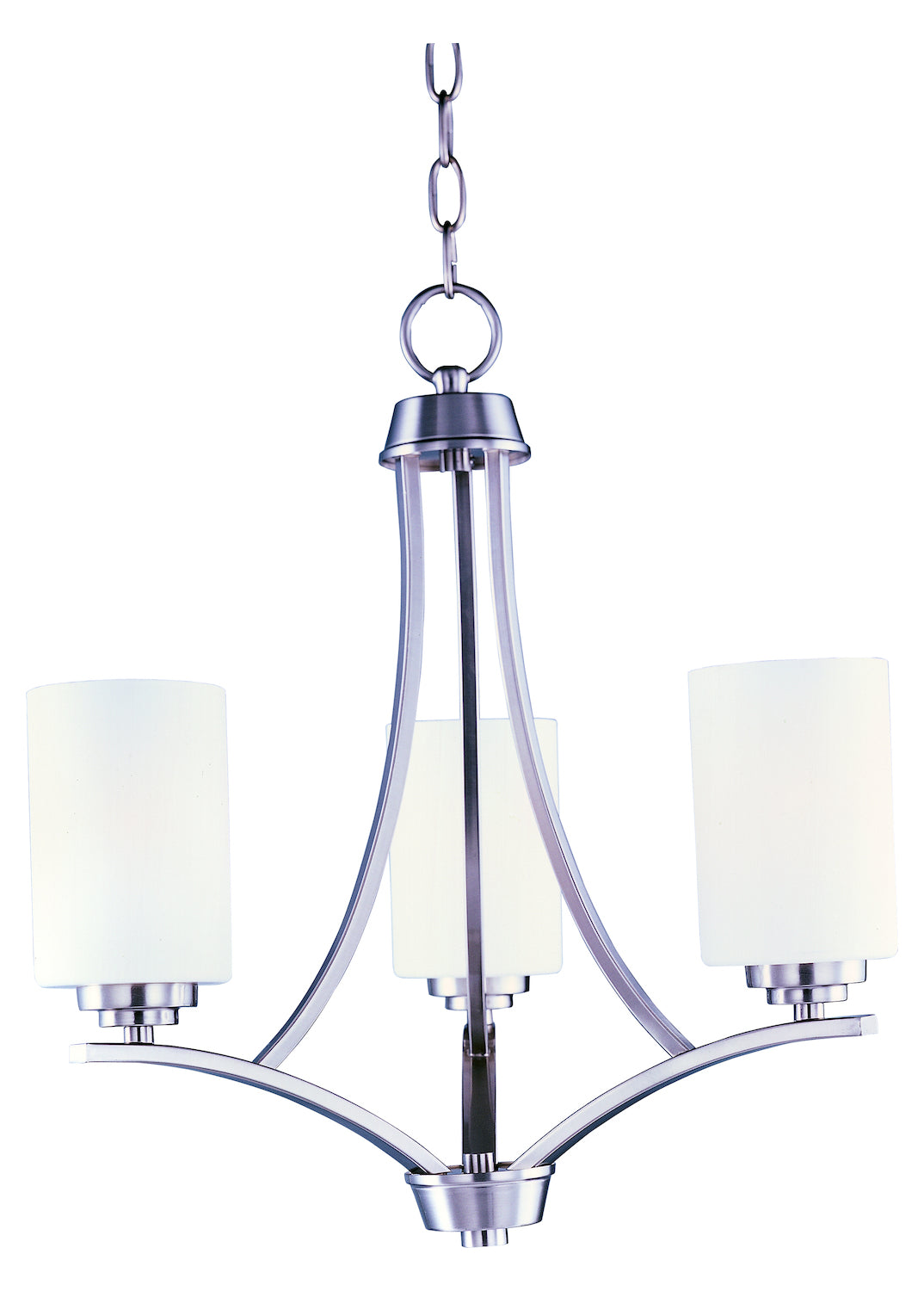 Three Light Satin Nickel Satin White Glass Up Chandelier by Maxim