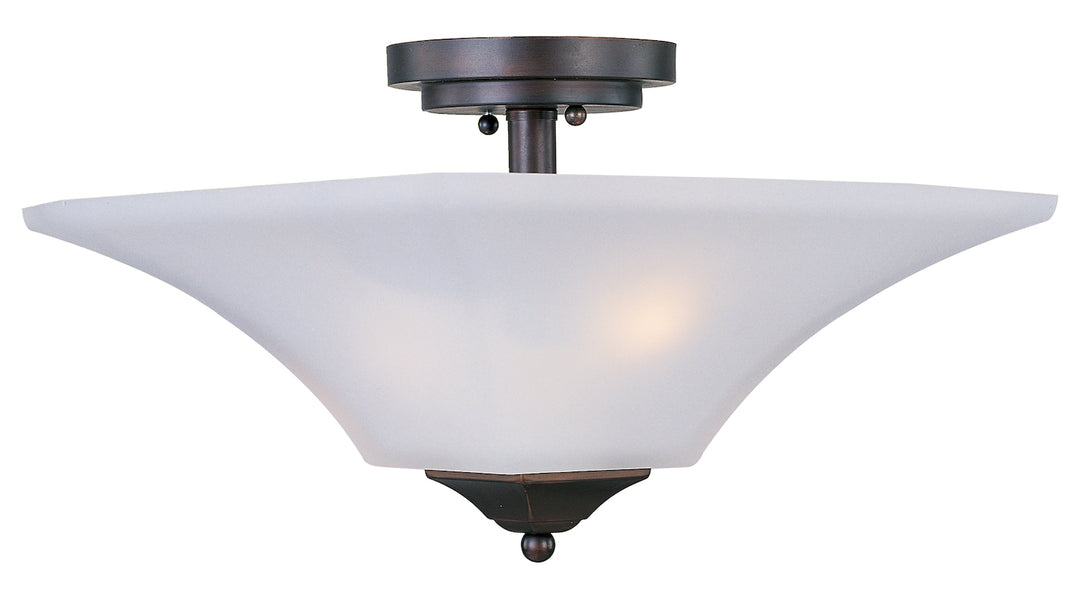 Two Light Oil Rubbed Bronze Frosted Glass Bowl Semi-Flush Mount by Maxim
