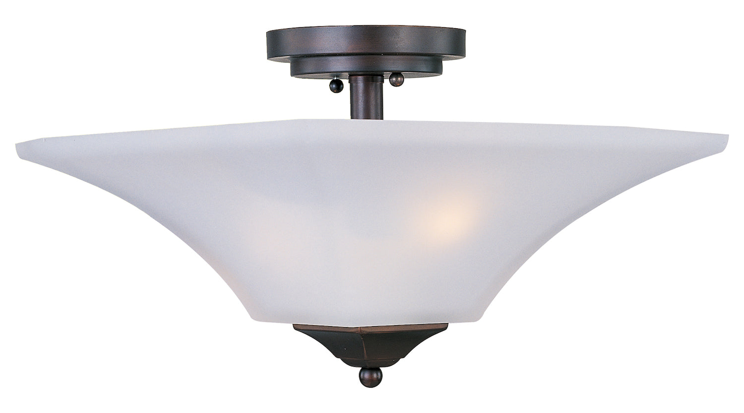 Two Light Oil Rubbed Bronze Frosted Glass Bowl Semi-Flush Mount by Maxim