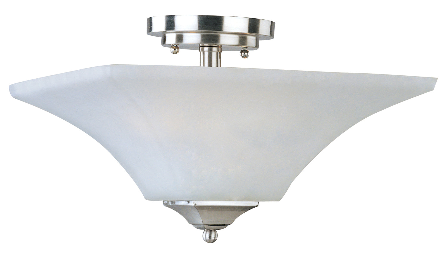 Two Light Satin Nickel Frosted Glass Bowl Semi-Flush Mount by Maxim