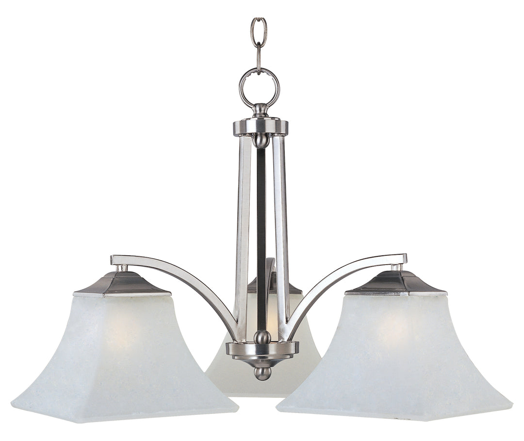 Three Light Satin Nickel Frosted Glass Down Chandelier by Maxim