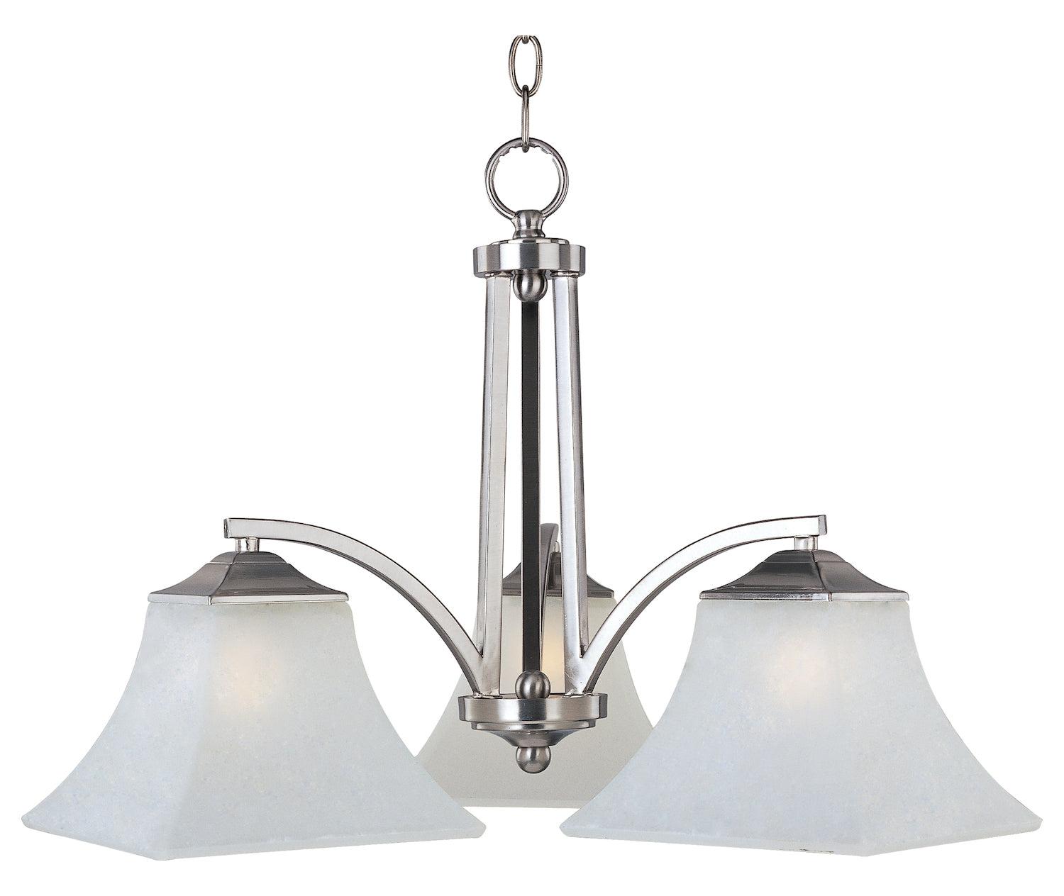 Three Light Satin Nickel Frosted Glass Down Chandelier by Maxim
