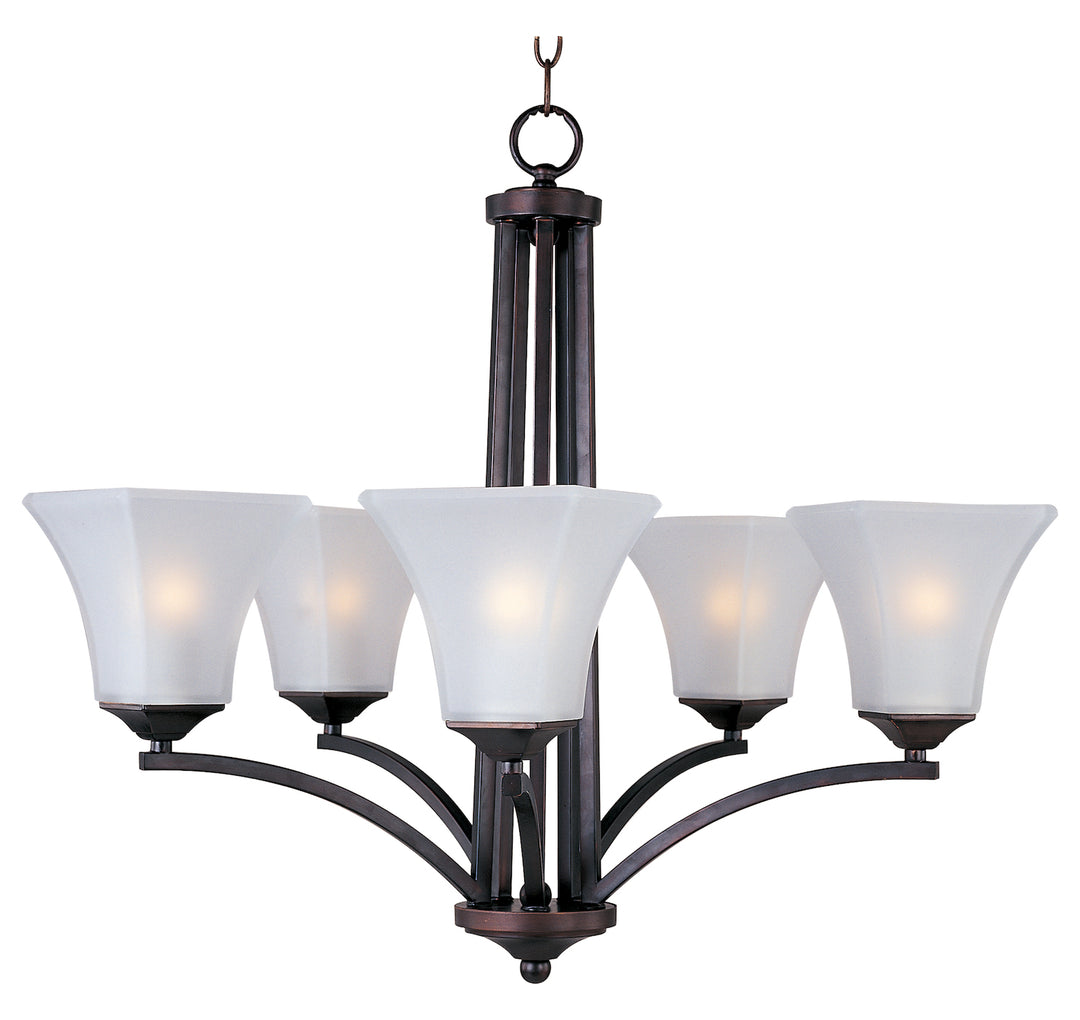 Five Light Oil Rubbed Bronze Frosted Glass Up Chandelier by Maxim