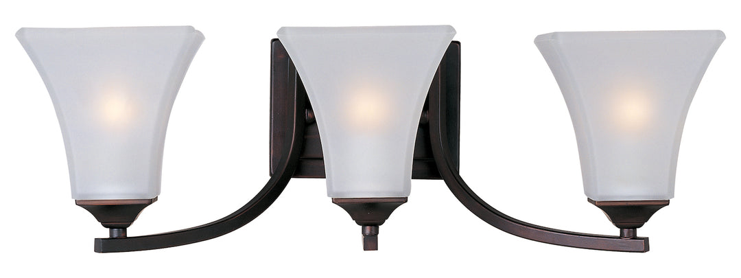 Three Light Oil Rubbed Bronze Frosted Glass Vanity by Maxim