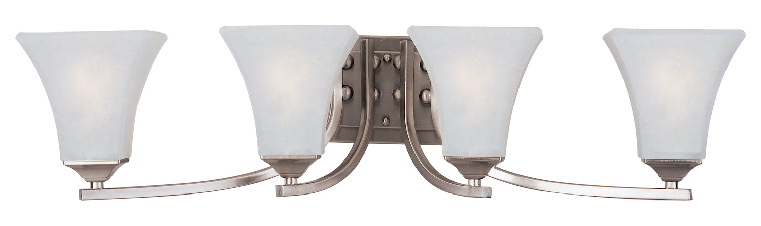 Four Light Satin Nickel Frosted Glass Vanity by Maxim