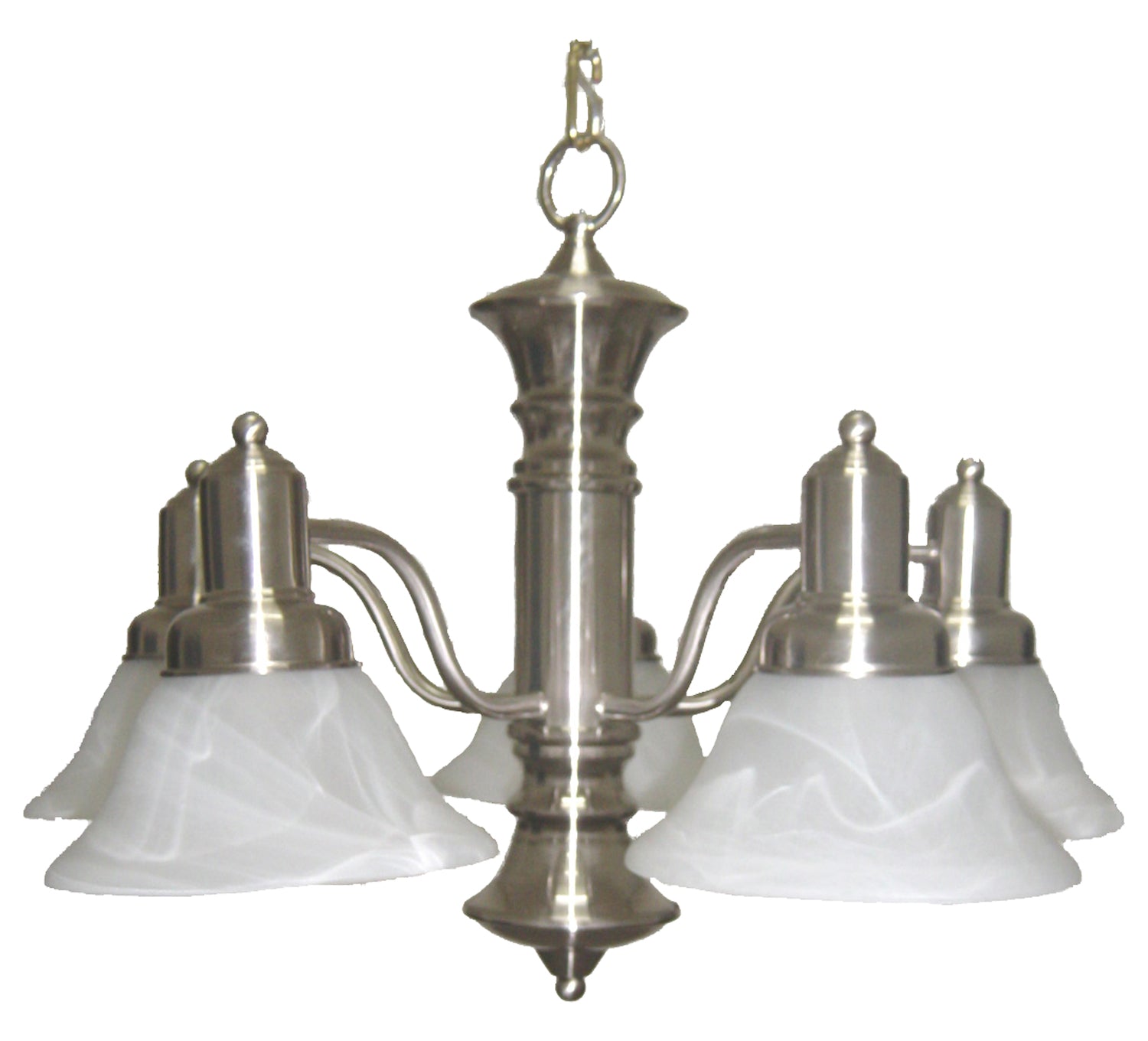 Five Light Satin Nickel Marble Glass Down Chandelier by Maxim
