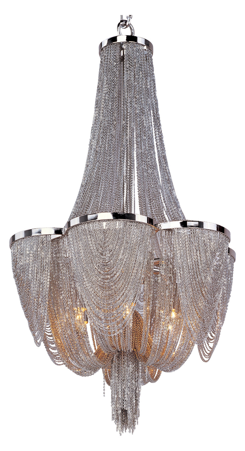 Six Light Polished Nickel Up Chandelier by Maxim
