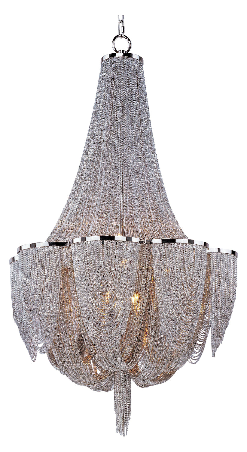 Ten Light Polished Nickel Up Chandelier by Maxim