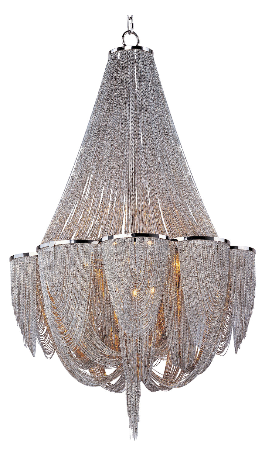 Twelve Light Polished Nickel Up Chandelier by Maxim