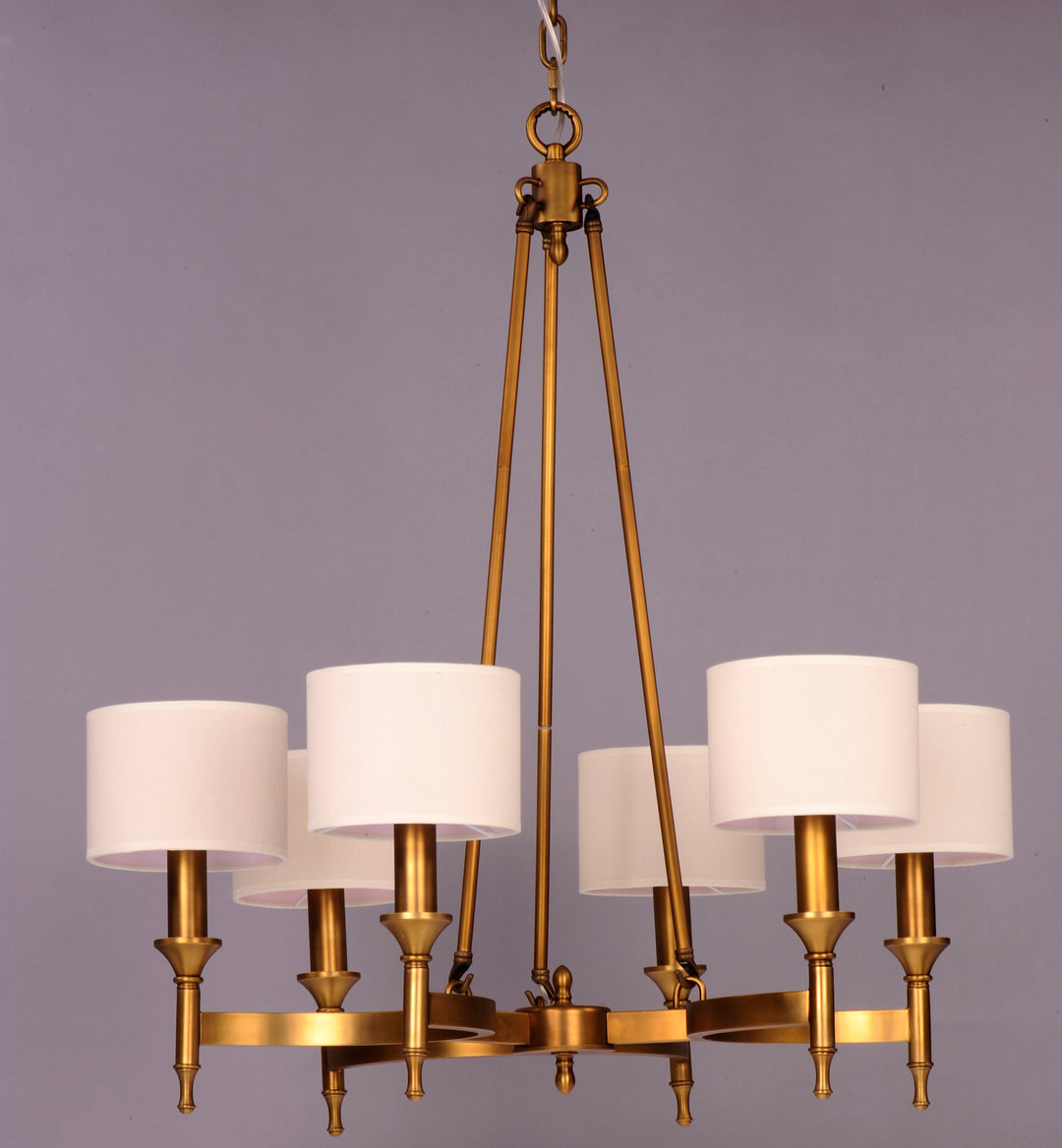 Six Light Natural Aged Brass Up Chandelier