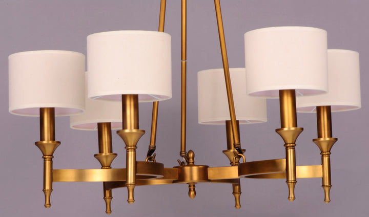 Six Light Natural Aged Brass Up Chandelier