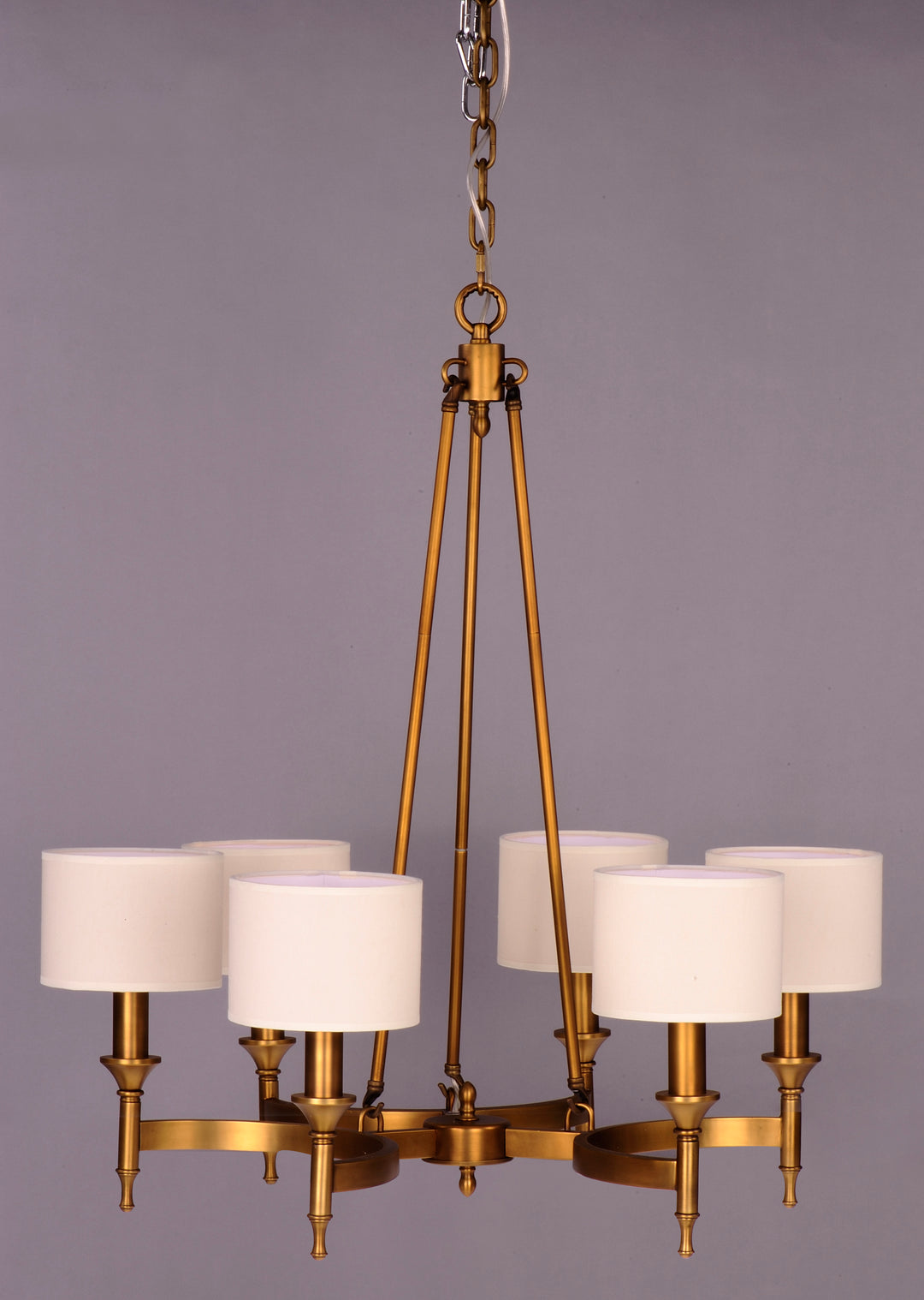 Six Light Natural Aged Brass Up Chandelier