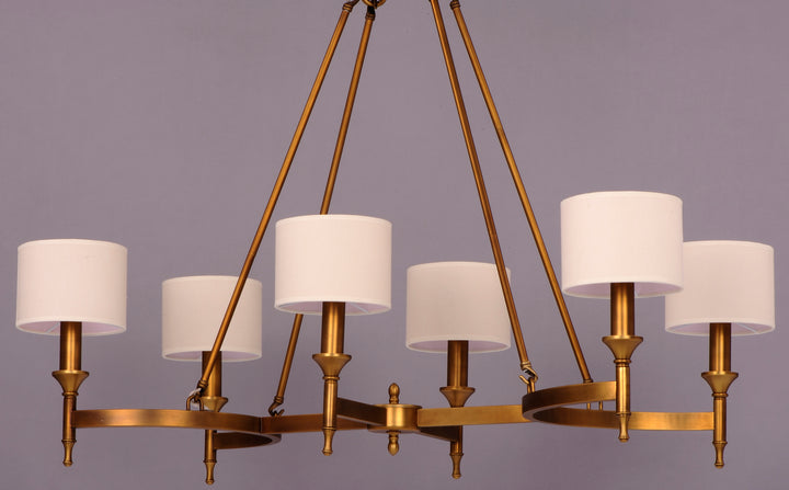 Six Light Natural Aged Brass Up Chandelier