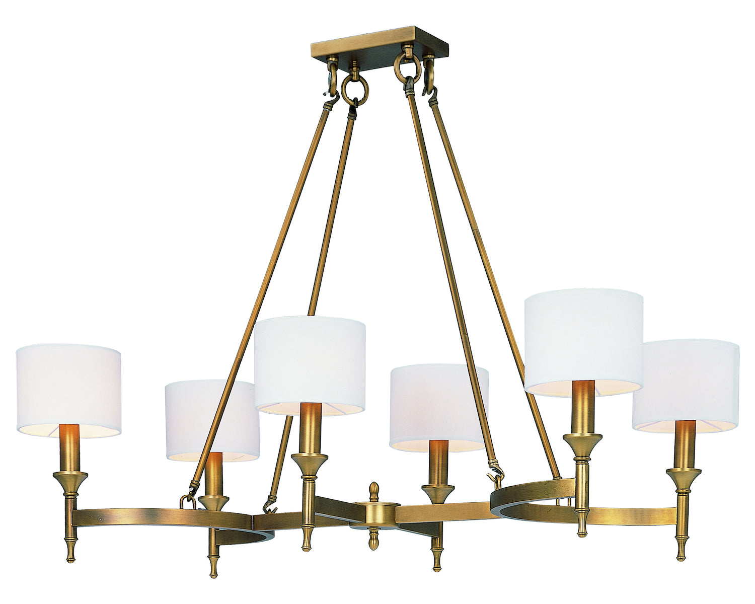 Six Light Natural Aged Brass Up Chandelier by Maxim