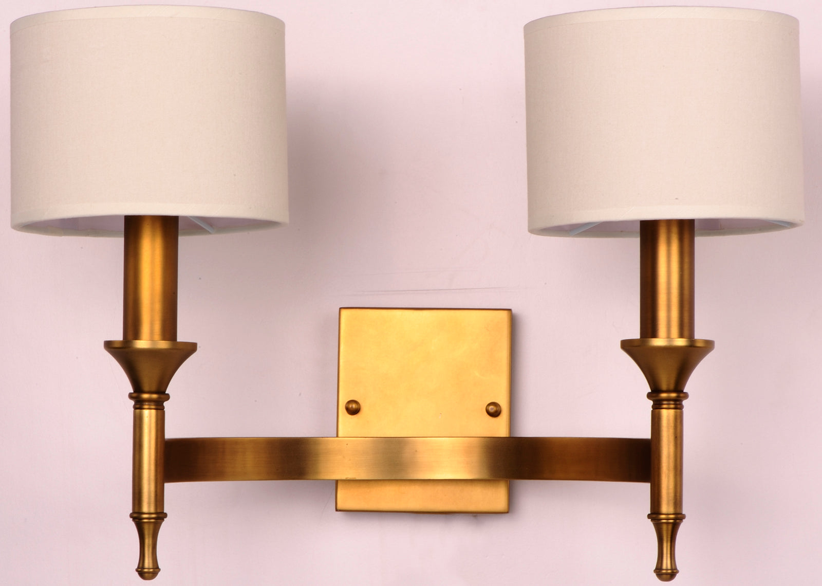 Two Light Natural Aged Brass Wall Light