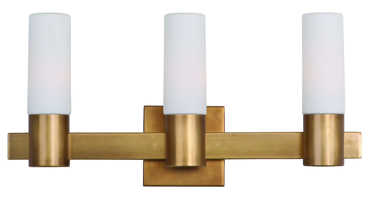 Three Light Natural Aged Brass Vanity by Maxim