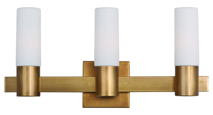 Three Light Natural Aged Brass Vanity by Maxim