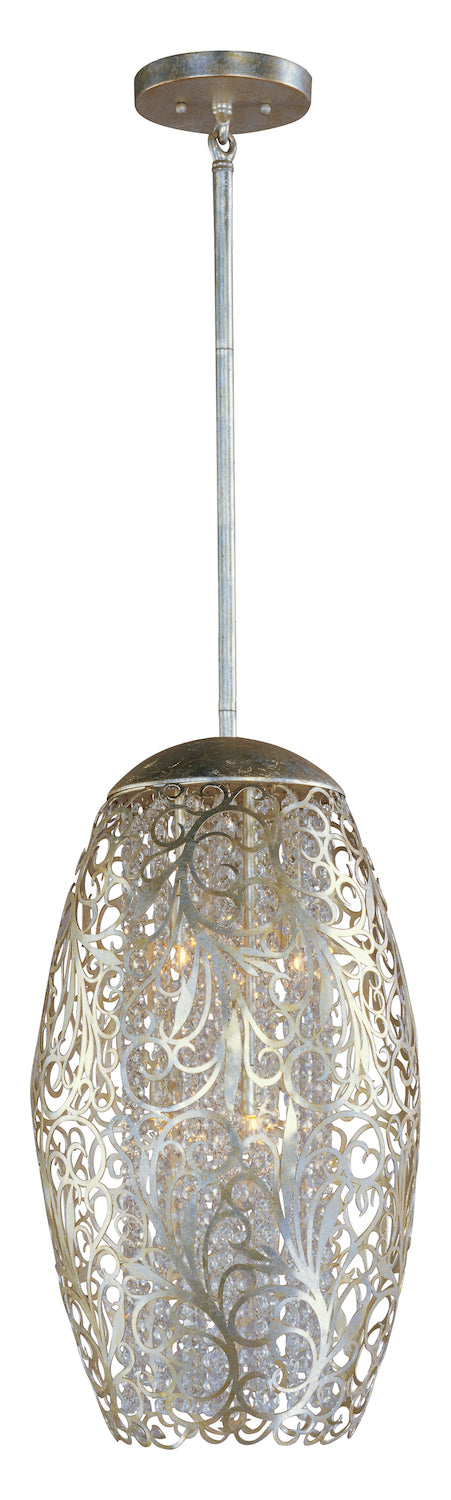 Six Light Beveled Crystal Glass Golden Silver Down Pendant by Maxim