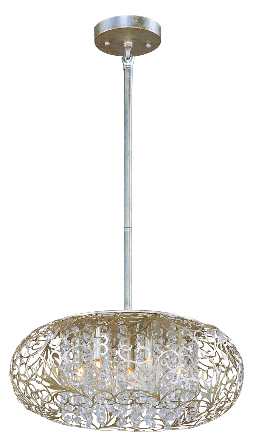 Seven Light Beveled Crystal Glass Golden Silver Down Pendant by Maxim